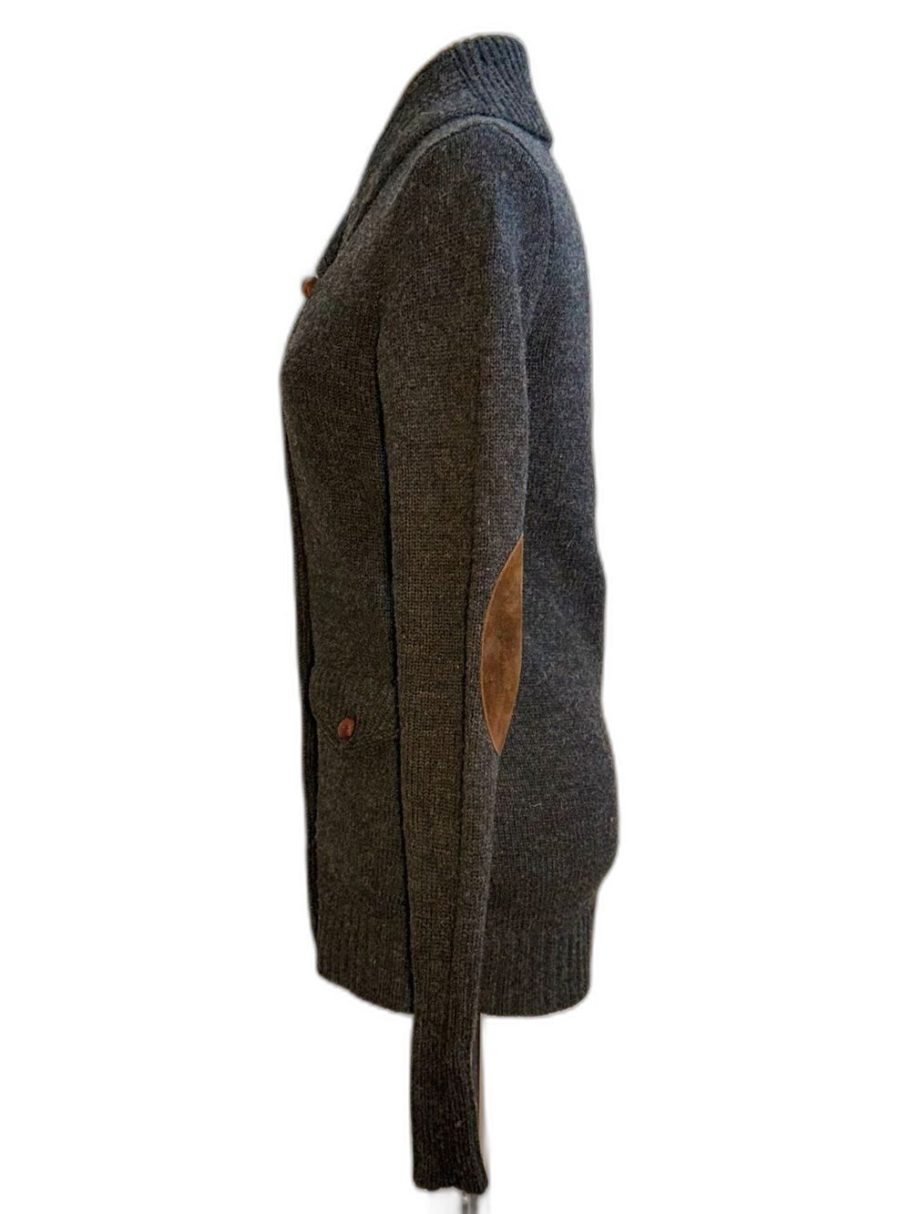 Rugby Ralph Lauren Wool Shawl Collar Cardigan Suede Patches Leather Buttons S - Picture 5 of 8